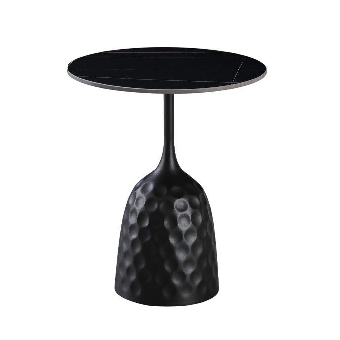 VOLCANO SIDE TABLE 50x50xH61cm ΜΑΥΡΟ ΜΕ ΟΨΗ ΜΑΡΜΑΡΟΥ ΜΑΥΡΟ 