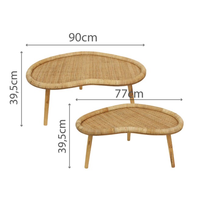 KAMIRA SIDE TABLE SET 2ΤΕΜ 90x59x39.5 ΦΥΣΙΚΟ 