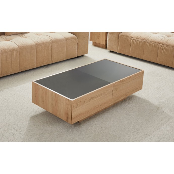 CUBIUS COFFEE TABLE 118x59x33 ΦΥΣΙΚΟ ΦΙΜΕ ΜΑΥΡΟ 