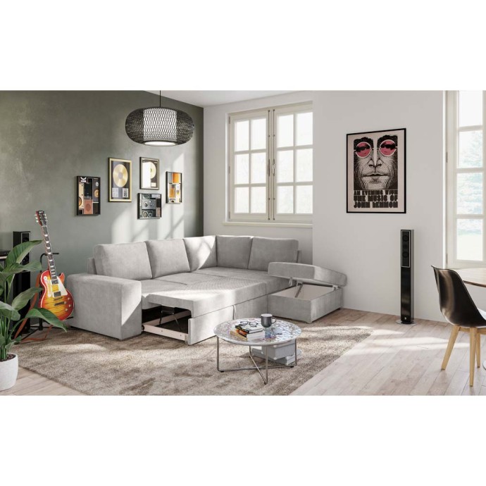 EDDI ΓΩΝΙΑΚΟΣ ΚΑΝΑΠΕΣ ΚΡΕΒΑΤΙ 248x213x90 ΔΕΞΙΟΣ TAUPE 