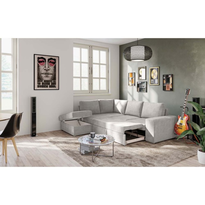 EDDI ΓΩΝΙΑΚΟΣ ΚΑΝΑΠΕΣ ΚΡΕΒΑΤΙ 248x213x90 ΑΡΙΣΤΕΡΟΣ TAUPE 