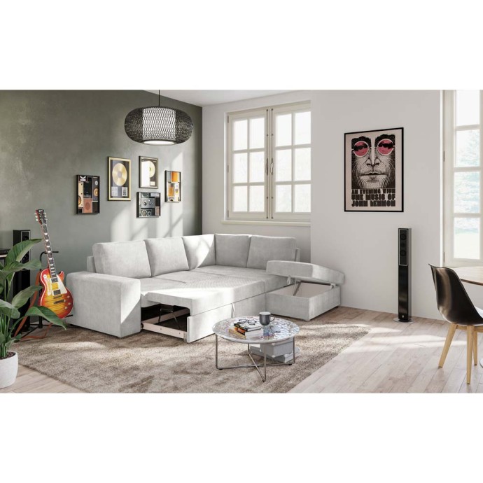 EDDI ΓΩΝΙΑΚΟΣ ΚΑΝΑΠΕΣ ΚΡΕΒΑΤΙ 248x213x90 ΔΕΞΙΟΣ CREAM 