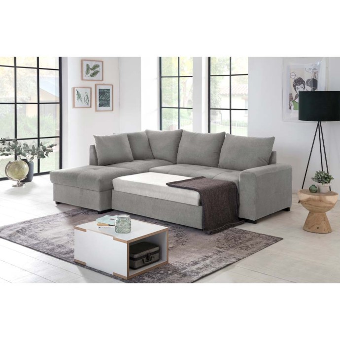 BILL ΓΩΝΙΑΚΟΣ ΚΑΝΑΠΕΣ ΚΡΕΒΑΤΙ 241x173x94 ΑΡΙΣΤΕΡΗ ΓΚΡΙ 