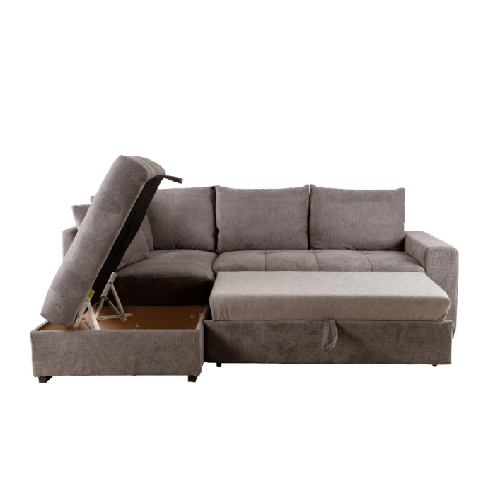BILL ΓΩΝΙΑΚΟΣ ΚΑΝΑΠΕΣ ΚΡΕΒΑΤΙ 241x173x94 ΑΡΙΣΤΕΡΟΣ TAUPE 