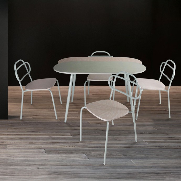 ITALIAN ΤΡΑΠΕΖΑΡΙΑ SET 4+1 ΦΥΣΙΚΟ ΑΝΟΙΧΤΟ 120x75x75