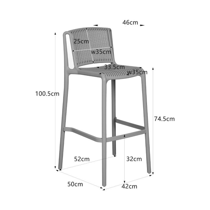 POLLY ΣΚΑΜΠΟ BAR ΓΚΡΙ ΑΝΟΙΧΤΟ 42x50x100.5cm