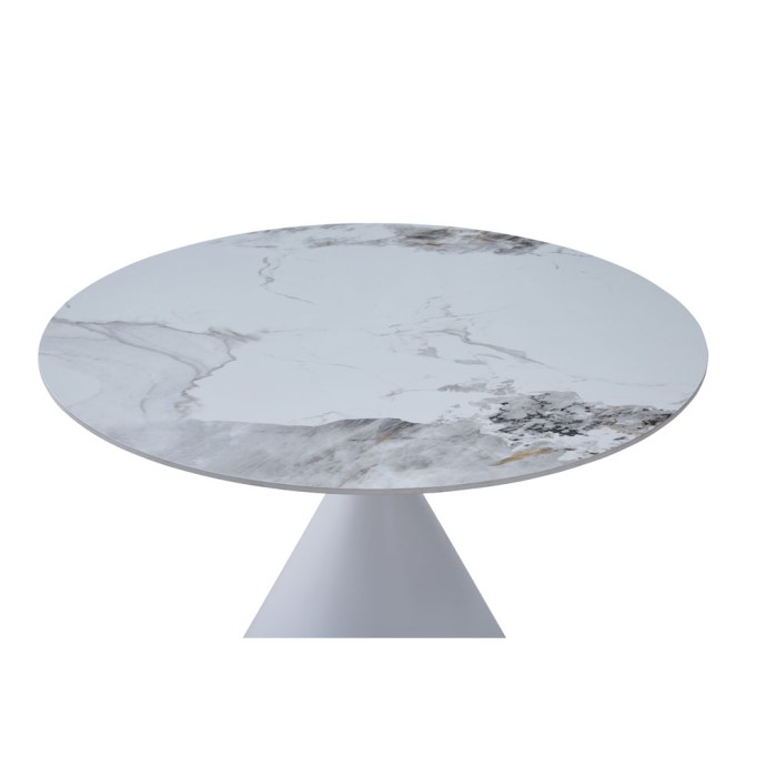 ATRIUM ΤΡΑΠΕΖΙ ΛΕΥΚΟ ΜΕ ΟΨΗ ΜΑΡΜΑΡΟΥ Φ110x76cm