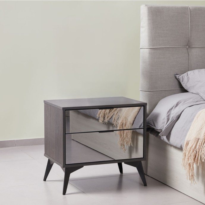SPECCHIO ΚΟΜΟΔΙΝΟ 2ΣΥΡΤΑΡΙΑ 58x39x55 ΜΑΥΡΟ OAK ΚΑΘΡΕΠΤΗΣ 