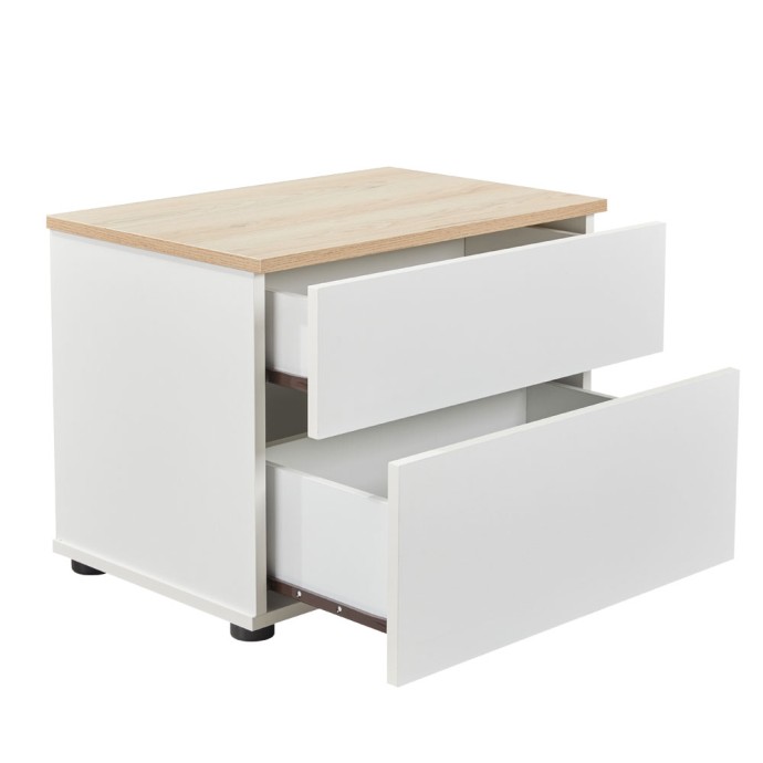 LUCIDO ΚΟΜΟΔΙΝΟ 2ΣΥΡΤΑΡΙΑ 58x39x44.5 ΛΕΥΚΟ OAK ΦΥΣΙΚΟ 