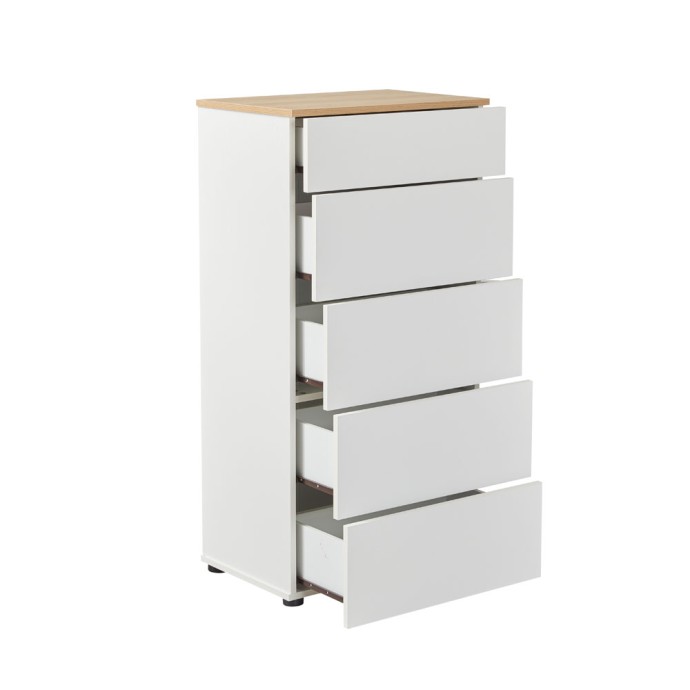 LUCIDO ΣΥΡΤΑΡΙΕΡΑ 5ΣΥΡΤΑΡΙΑ 58x39x116.5 ΛΕΥΚΟ OAK ΦΥΣΙΚΟ 