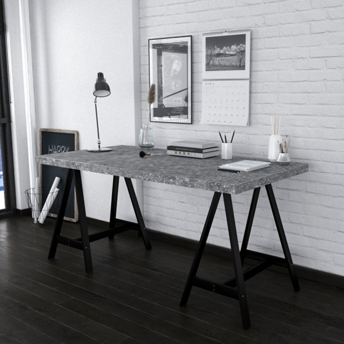 CAVALLETTO ΓΡΑΦΕΙΟ 140x75x74 CEMENT ΜΑΥΡΟ 