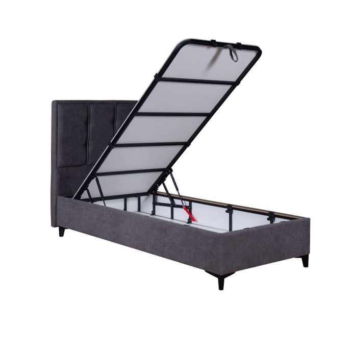 PIANO ΚΡΕΒΑΤΙ ΜΕ ΑΠΟΘΗΚ. ΧΩΡΟ (ΓΙΑ ΣΤΡΩΜΑ 90x200cm) ΓΚΡΙ 07-780 207x97x115cm