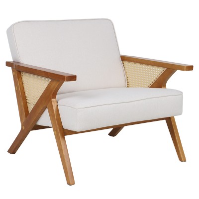 CLAUDIA ΠΟΛΥΘΡΟΝΑ 65x69xY86cm ΥΦΑΣΜΑ ΜΠΕΖ-RATTAN-RUBBERWOOD ΦΥΣΙΚΟ