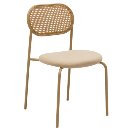 JAMES ΚΑΡΕΚΛΑ 46,5x50x79,5cm RATTAN ΥΦΑΣΜΑ ΜΠΕΖ-ΜΕΤΑΛΛΟ ΦΥΣΙΚΟ