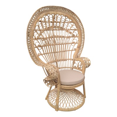 DOROTHY ΠΟΛΥΘΡΟΝΑ ΜΕ ΜΠΕΖ ΜΑΞΙΛΑΡΙ-ΦΥΣΙΚΟ RATTAN 115X57X150ΕΚ