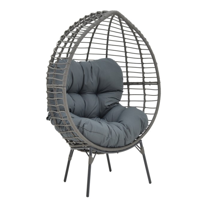 NESTIE ΠΟΛΥΘΡΟΝΑ 102X80X155ΕΚ WICKER RATTAN ΓΚΡΙ-ΜΕΤΑΛΛΙΚΟ ΓΚΡΙ ΠΟΔΙ-ΓΚΡΙ ΜΑΞΙΛΑΡΙ 