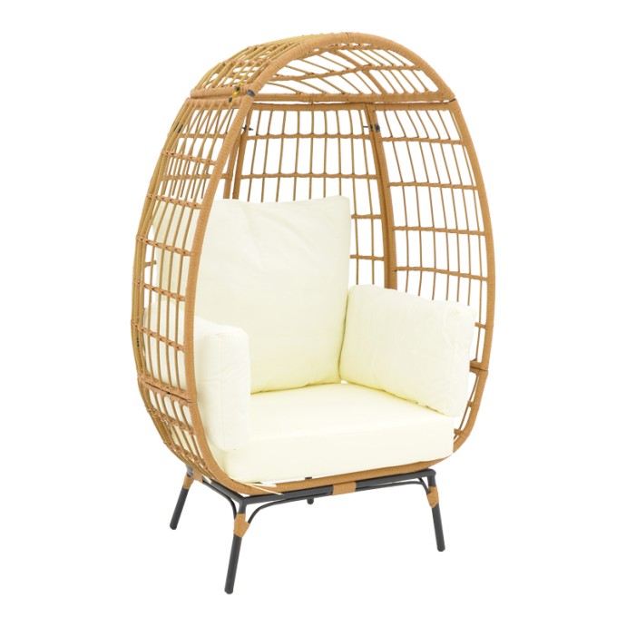 FROX ΠΟΛΥΘΡΟΝΑ 96X76X145ΕΚ WICKER RATTAN ΦΥΣΙΚΟ-ΜΕΤΑΛΛΙΚΟ ΦΥΣΙΚΟ-ΜΑΥΡΟ ΠΟΔΙ-ΜΠΕΖ ΜΑΞΙΛΑΡΙ 