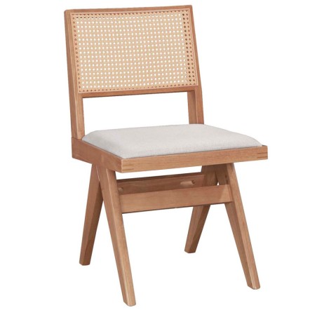 WINSLOW ΚΑΡΕΚΛΑ ΞΥΛΟ RUBBERWOOD ΑΝΟΙΚΤΟ ΚΑΡΥΔΙ-PVC RATTAN ΦΥΣΙΚΟ-ΥΦΑΣΜΑ ΓΚΡΙ