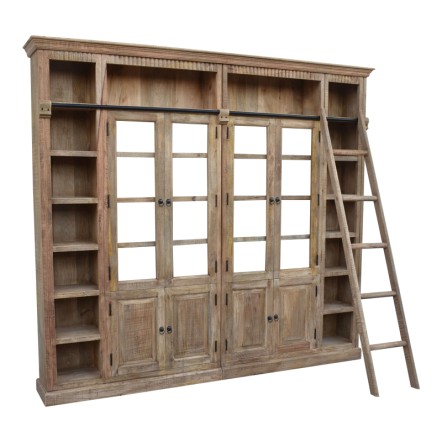 LIBRARDY ΒΙΒΛΙΟΘΗΚΗ LIME WASH ΜΑΣΙΦ MANGO ΞΥΛΟ 247X35X220ΕΚ