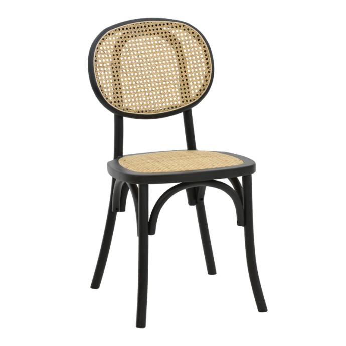 ZOEL ΚΑΡΕΚΛΑ ΜΑΥΡΟ ΞΥΛΟ ΟΞΙΑΣ-ΦΥΣΙΚΟ RATTAN 45X52X82ΕΚ