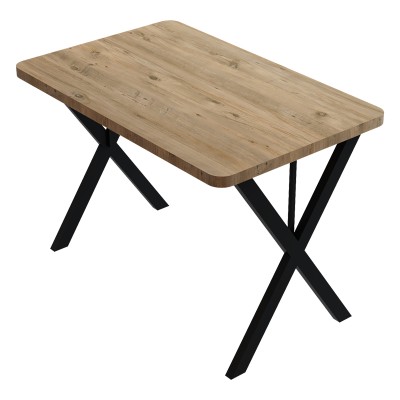 ZERYIN ΤΡΑΠΕΖΙ OAK ΜΕΛΑΜΙΝΗΣ-ΜΑΥΡΟ ΜΕΤΑΛΛΟ 110X70X75cm