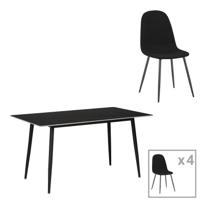 GUSTAS-BELLA ΤΡΑΠΕΖΑΡΙΑ ΣΕΤ 5ΤΜΧ 140X80X75ΕΚ ΑΝΘΡΑΚΙ ΜΕ ΜΑΥΡΟ ΜΑΡΜΑΡΟ