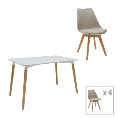 NATALI-GASTON A ΤΡΑΠΕΖΑΡΙΑ ΣΕΤ 5ΤΕΜ 120X80X76ΕΚ MDF ΚΑΙ ΞΥΛΟ ΟΞΙΑΣ ΣΕ ΓΚΡΙ-ΛΕΥΚΗ-ΦΥΣΙΚΗ ΑΠΟΧΡΩΣΗ 