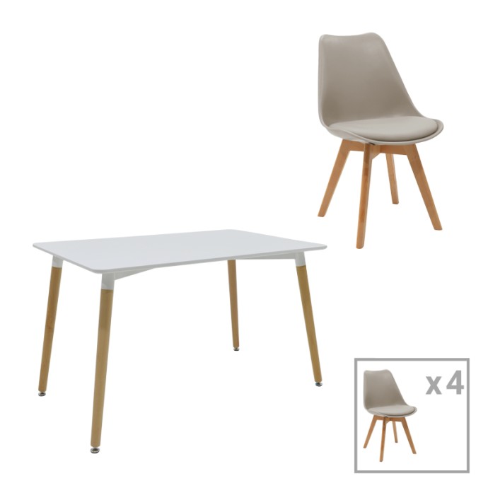 NATALI-GASTON A ΤΡΑΠΕΖΑΡΙΑ ΣΕΤ 5ΤΕΜ 120X80X76ΕΚ MDF ΚΑΙ ΞΥΛΟ ΟΞΙΑΣ ΣΕ ΓΚΡΙ-ΛΕΥΚΗ-ΦΥΣΙΚΗ ΑΠΟΧΡΩΣΗ 
