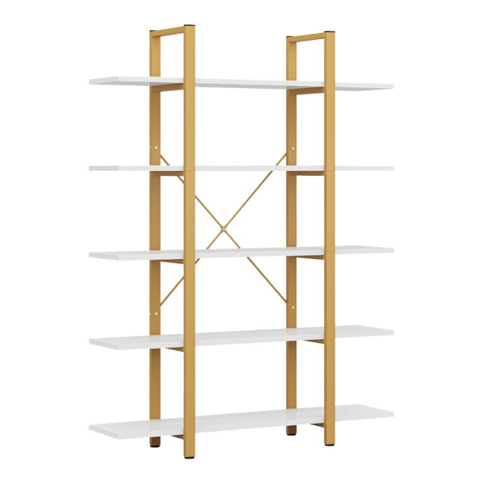 ESTHON ΒΙΒΛΙΟΘΗΚΗ 120X28X180ΕΚ ΣΕ ΛΕΥΚΗ ΟΨΗ ΜΑΡΜΑΡΟΥ ΜΕ ΧΡΥΣΟ ΜΕΤΑΛΛΟ 