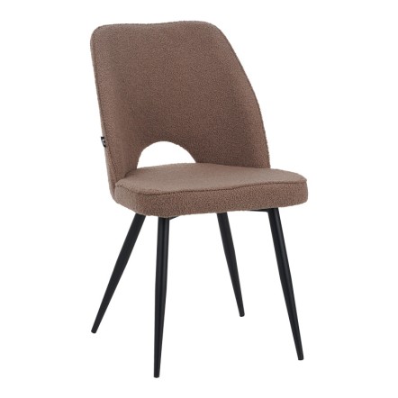 ΚΑΡΕΚΛΑ RENISH 61X47X91.5ΕΚ ΜΠΟΥΚΛΕ ΥΦΑΣΜΑ ΣΕ CAPPUCCINO ΑΠΟΧΡΩΣΗ ΜΕ ΜΑΥΡΑ ΜΕΤΑΛΛΙΚΑ ΠΟΔΙΑ 