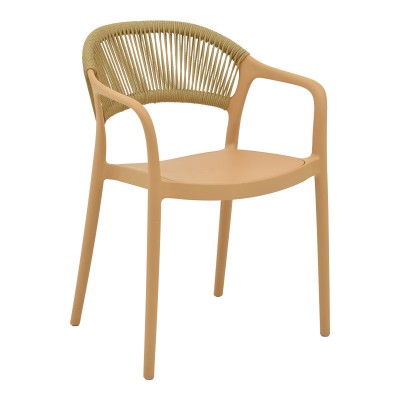 ANKARA ΠΟΛΥΘΡΟΝΑ ΣΤΟΙΒΑΖΟΜΕΝΗ PP CAPPUCCINO ΑΠΟΧΡΩΣΗ ΜΕ ΜΠΕΖ RATTAN 57X48X80ΕΚ