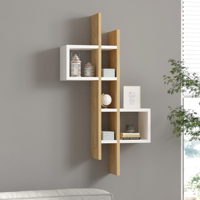 GAREL ΡΑΦΙΕΡΑ ΤΟΙΧΟΥ  53,8X19,6X108ΕΚ OAK-ΛΕΥΚΗ
