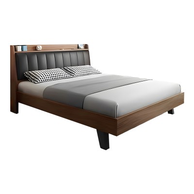 ΚΡΕΒΑΤΙ FRANKLY MDF-PU ΣΕ ΚΑΡΥΔΙ-ΜΑΥΡΟ ΑΠΟΧΡΩΣΗ 150X200ΕΚ