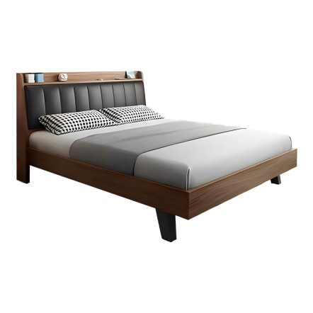 ΚΡΕΒΑΤΙ FRANKLY MDF-PU ΣΕ ΚΑΡΥΔΙ-ΜΑΥΡΟ ΑΠΟΧΡΩΣΗ 150X200ΕΚ