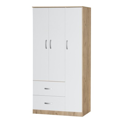 ZELIA ΝΤΟΥΛΑΠΑ ΡΟΥΧΩΝ ΤΡΙΦΥΛΛΗ ΜΕ 2 ΣΥΡΤΑΡΙΑ 90X42X180ΕΚ ΛΕΥΚΗ -OAK ΑΠΟΧΡΩΣΗ 