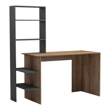 BIVORO ΓΡΑΦΕΙΟ ΕΡΓΑΣΙΑΣ ΜΕ ΡΑΦΙΕΡΑ 146X55X129ΕΚ OAK -ΓΚΡΙ ΑΠΟΧΡΩΣΗ 