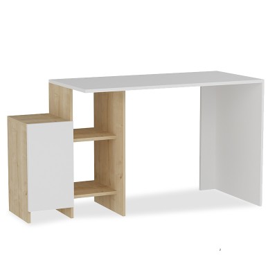 KELY ΓΡΑΦΕΙΟ ΜΕ ΡΑΦΙΕΡΑ ΧΡΩΜΑ ΛΕΥΚΟ-ΦΥΣΙΚΟ 113x55x74cm