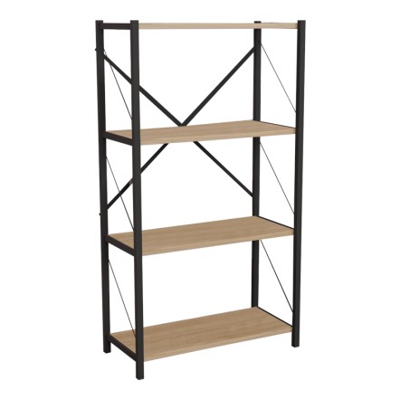 JACKREY ΒΙΒΛΙΟΘΗΚΗ OAK ΜΕΛΑΜΙΝΗΣ-ΜΑΥΡΟ ΜΕΤΑΛΛΟ 60x30x114cm