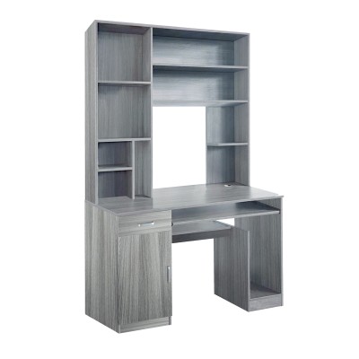NOVELTY ΓΡΑΦΕΙΟ ΥΠΟΛΟΓΙΣΤΗ ΜΕ ΒΙΒΛΙΟΘΗΚΗ ΓΚΡΙ-OAK 120x55x182cm