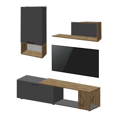 POELFY ΣΥΝΘΕΤΟ ΣΑΛΟΝΙΟΥ ΣΕ ΑΝΘΡΑΚΙ-OAK ΑΠΟΧΡΩΣΗ 170x37.5x42cm