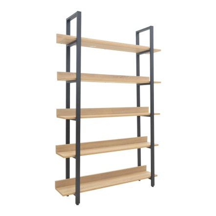 ALMOND ΒΙΒΛΙΟΘΗΚΗ ΣΕ OAK-ΜΑΥΡΗ ΑΠΟΧΡΩΣΗ 120x29x185cm