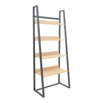 RYDER ΒΙΒΛΙΟΘΗΚΗ ΣΕ OAK-ΜΑΥΡΗ ΑΠΟΧΡΩΣΗ 75x36x185cm