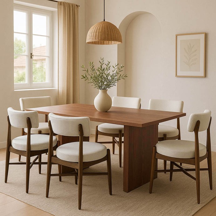 ELEGANZA-RAUDI ΤΡΑΠΕΖΑΡΙΑ ΣΕΤ 7ΤΕΜ MDF ΣΕ ΚΑΡΥΔΙ-ΕΚΡΟΥ ΑΠΟΧΡΩΣΗ 180x99x75.8cm
