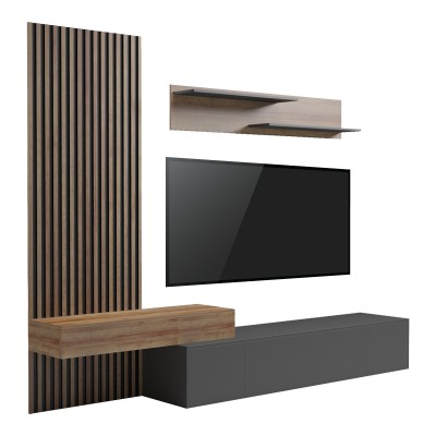 LITENDE ΣΥΝΘΕΤΟ ΣΑΛΟΝΙΟΥ ΣΕ ΑΝΘΡΑΚΙ-OAK ΑΠΟΧΡΩΣΗ 249.4x42.2x199.5cm