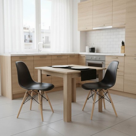 MANKA I-JULITA ΤΡΑΠΕΖΑΡΙΑ ΣΕΤ 3ΤΕΜ ΣΕ SONOMA-ΜΑΥΡΗ ΑΠΟΧΡΩΣΗ 80x80x77cm