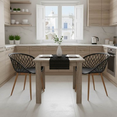 MANKA-EZRA ΤΡΑΠΕΖΑΡΙΑ ΣΕΤ 3ΤΕΜ ΣΕ SONOMA TRUFFLE-ΜΑΥΡΗ ΑΠΟΧΡΩΣΗ 80x80x77cm