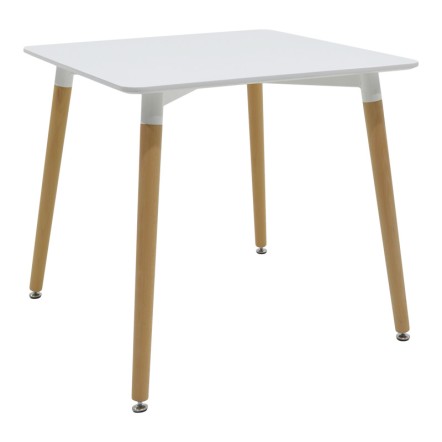 NATALI ΤΡΑΠΕΖΙ MDF ΛΕΥΚΟ-ΠΟΔΙΑ ΣΕ ΦΥΣΙΚΗ ΑΠΟΧΡΩΣΗ 80x80x76cm