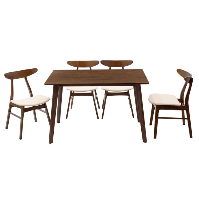 BENSON / ORLEAN TΡΑΠΕΖΑΡΙΑ ΣΕΤ 5ΤΜΧ 120x80x75cm ΚΑΡΥΔΙ - ΥΦΑΣΜΑ ΜΠΕΖ