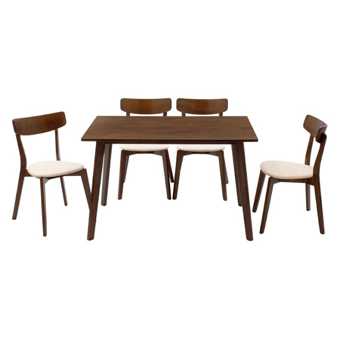 BENSON / TOTO TΡΑΠΕΖΑΡΙΑ ΣΕΤ 5ΤΜΧ 120x75x75cm ΚΑΡΥΔΙ - ΥΦΑΣΜΑ ΜΠΕΖ