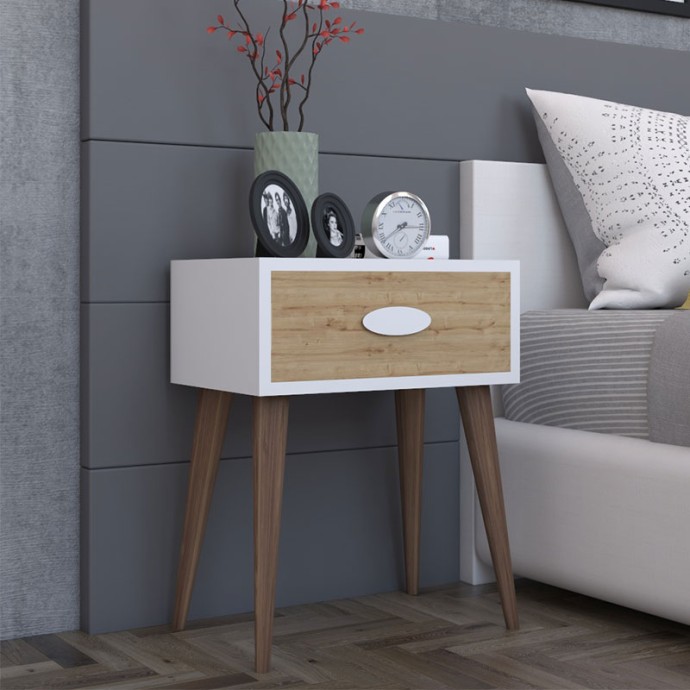LABER ΚΟΜΟΔΙΝΟ ΜΕ ΕΝΑ ΣΥΡΤΑΡΙ ΚΑΡΥΔΙ-ΛΕΥΚΟ-SONOMA 45X30X57,5ΕΚ